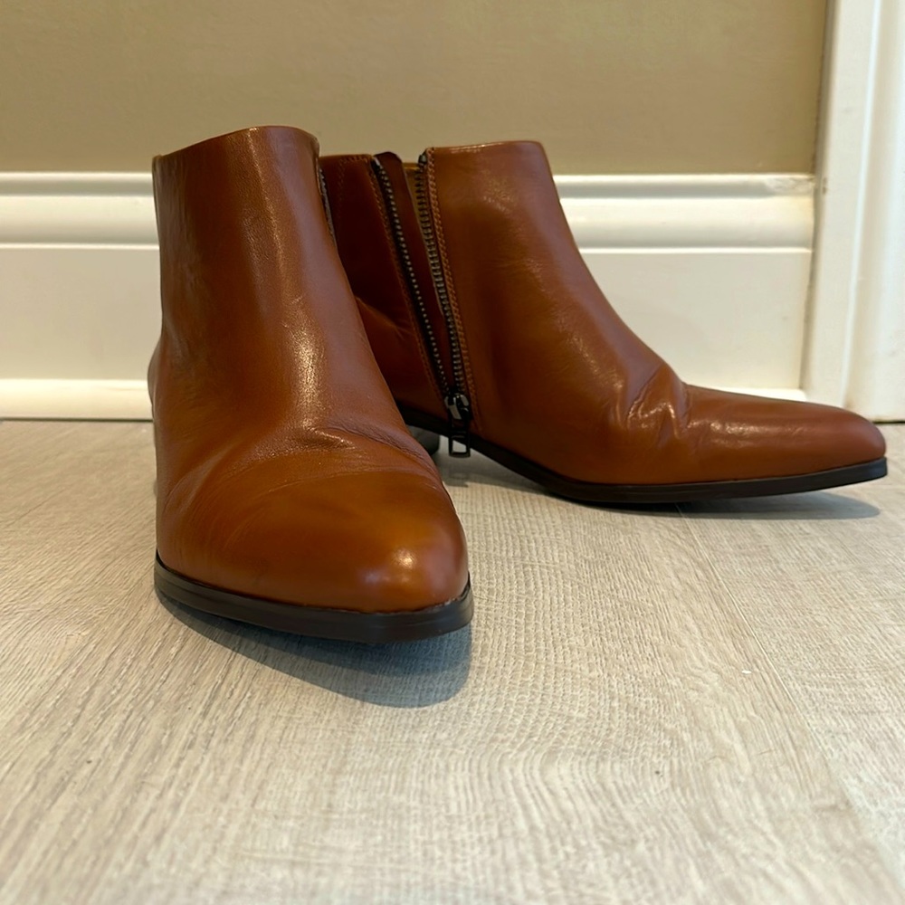 COACH LEATHER BROWN ANKLE BOOTIE BOOTS HEELED SZ 8